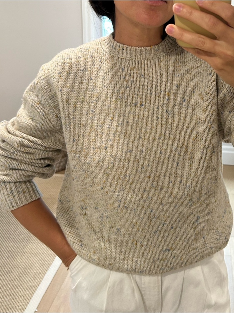 Donegal Speckled Oatmeal Crewneck Sweater Unisex